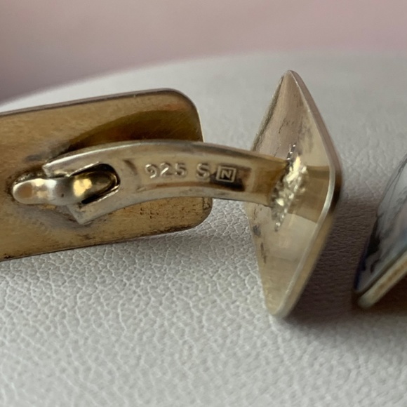 ANTIQUE NORWEGIAN STERLING SILVER GUILLOCHE ENAMEL MEN'S CUFFLINKS HALLMARKED - Picture 4 of 16